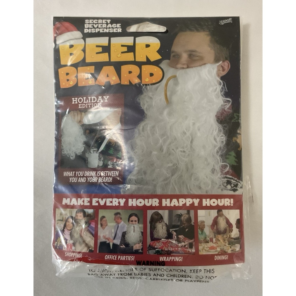 Beer‎ Beard Secret Beverage Dispenser - Holiday Gag Gift Costume Santa - NWT